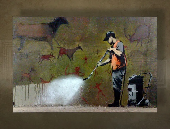 Obraz Banksy – Čistenie jaskynných malieb (Cave Art Cleaner) – náhľad 2