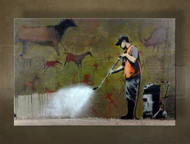 Obraz Banksy – Čistenie jaskynných malieb (Cave Art Cleaner)