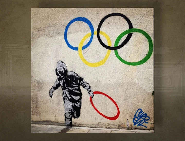 Obraz Banksy – Zlodej olympijských kruhov (Olympic Thief) – náhľad 2